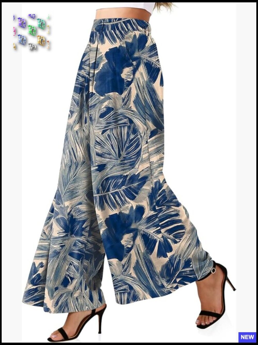 Wide Leg Linen Palazzo Pants High Waisted Flowy Trousers with Pockets
